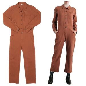 Bridge & Burn Burke Utility Straight Leg Cotton Jumpsuit Ochre Small